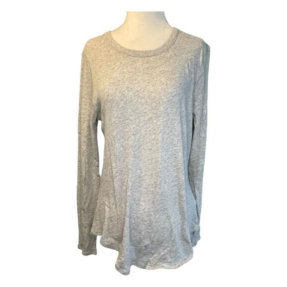 Chaser Long Sleeve Crewneck Shirttail Tee Light Gray Cotton Knit Classic L - Picture 1 of 9